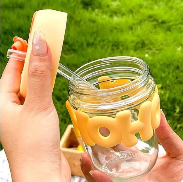 Cute Glass Straw Cup For Girls β 350ml Portable Insulated Water Cup With Straw, Lid & Chain Handle | Summer Travel Drinkware