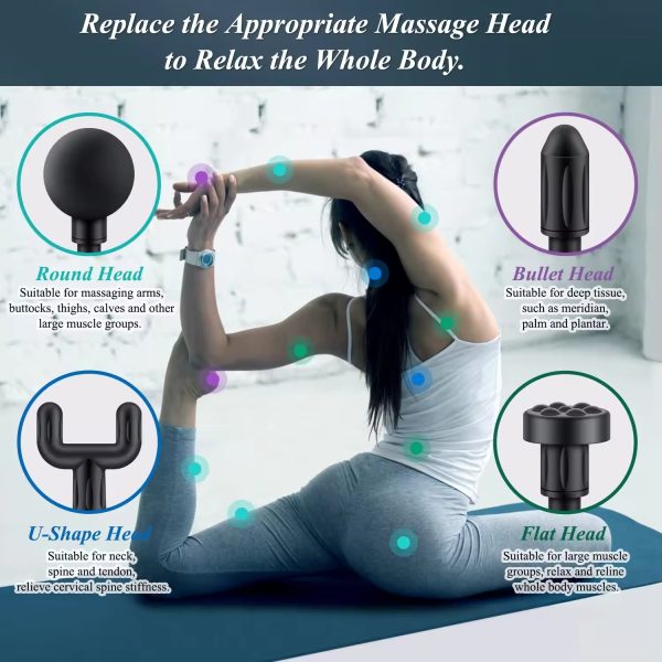Blue Idea Massage Gun Deep Tissue, Handheld Muscle Massager With 4 Massage Heads, Super Quiet Massage Gun For Muscle Pain Relief Relax Recovery
